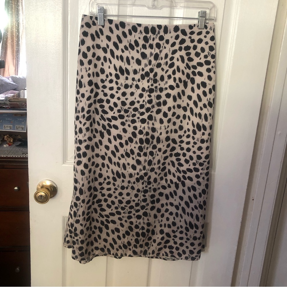Dress forum Spotty check A-line satin midi skirt